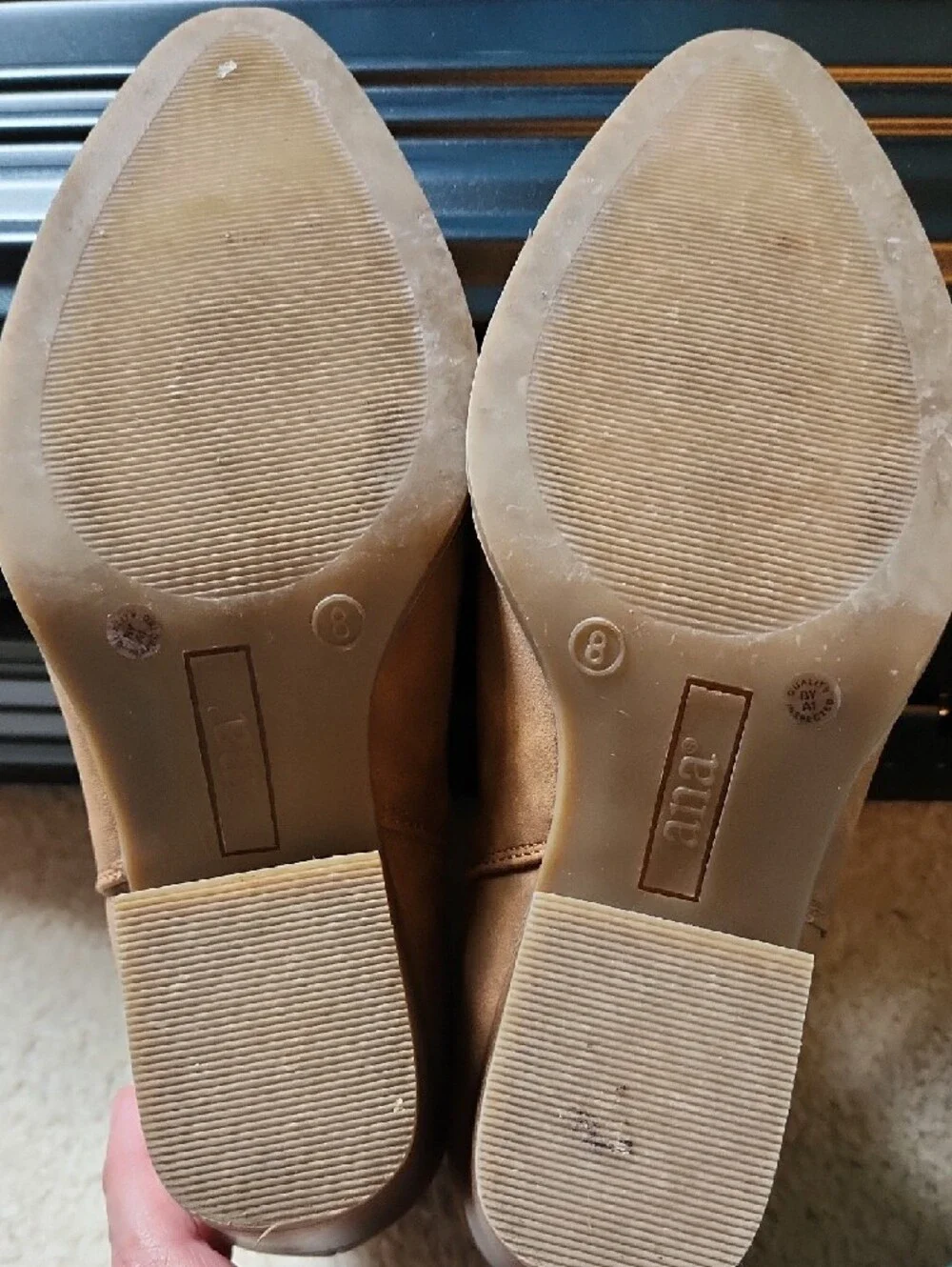 a.n.a Tan Suede Ankle Booties with Stacked Heel - Picture 2 of 10